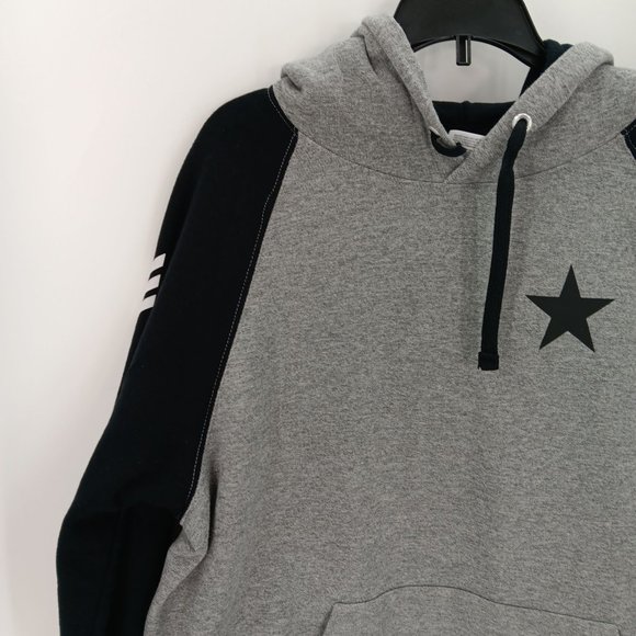WOMENS BLACK/GRAY MEDIUM STAR PRINT PULLOVER HOODIE - Picture 15 of 16